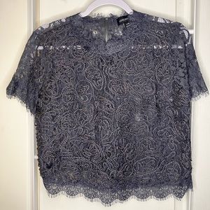 Forever 21 Top Grey with lace and yarn detailing